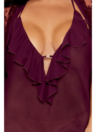 Nuisette et peignoir grande taille couleur aubergine - DG13666XCHE